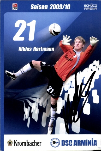 Autograph card footballer Niklas Hartmann, DSC Arminia Bielefeld, autograph