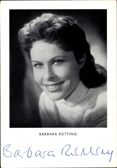 Postcard actress Barbara Rütting, autograph, portrait