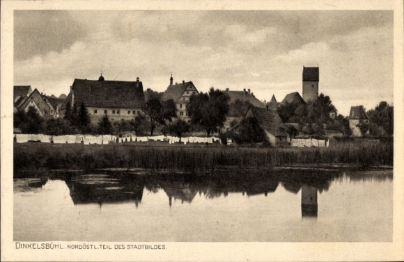 Ak Dinkelsbühl in Mittelfranken, Stadtansicht von  Nordöstlicher Teil, Wasserreflexion
