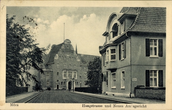Postcard Moers am Niederrhein, Haagstraße, New District Court
