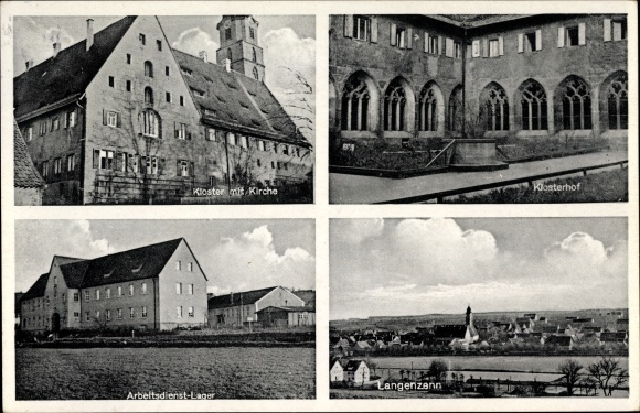 Ak Langenzenn im Landkreis Fürth, Kloster, Kirche, Arbeitsdienst Lager, Panorama vom Ort