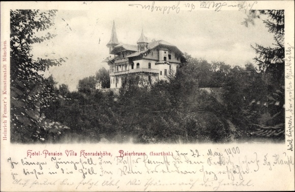 Ansichtkaart Baierbrunn Oberbayern, Hotel Pension Villa Konradshöhe