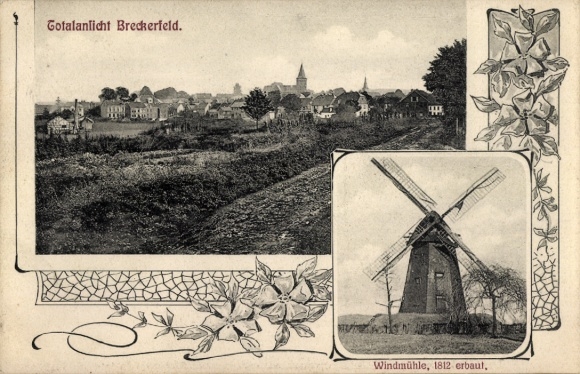 Ak Breckerfeld im Sauerland, Teilansicht, Windmühle