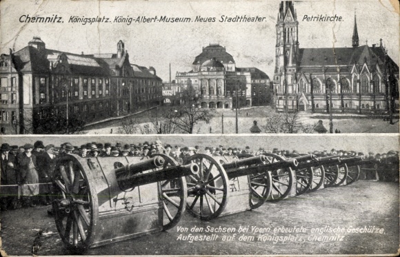 Ak Chemnitz in Sachsen, Königsplatz, König-Albert-Museum, Neues Stadttheater