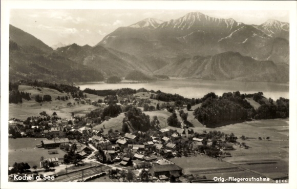 Postcard Kochel am See Upper Bavaria, aerial photograph