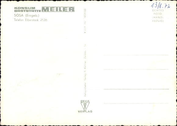 Postcard Sosa Eibenstock in the Ore Mountains, consumption restaurant Meiler, interior