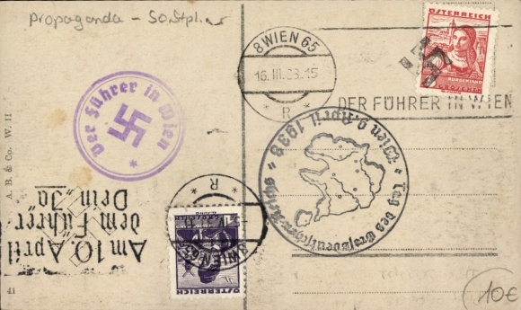 KP Wiedeń XIX., Türkenschanzpark, Uniwersytet, Znaczek Propagandowy, III Rzesza, Führer w Wiedniu