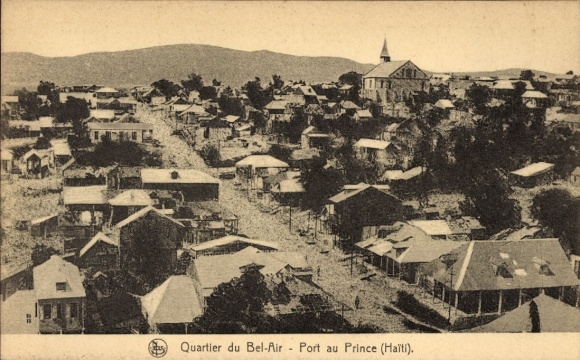 Postcard Port au Prince Haiti, Quartier du Bel-Air, Haiti, houses, streets, landscape