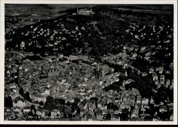 Postcard Coburg in Upper Franconia, aerial photograph