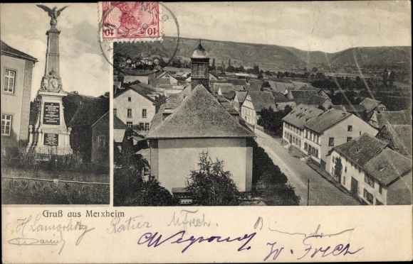 PC Merxheim an der Nahe, war memorial, view of the town