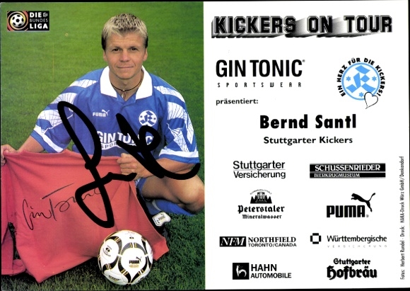 Autograph card footballer Bernd Santl, SV Stuttgarter Kickers, autograph
