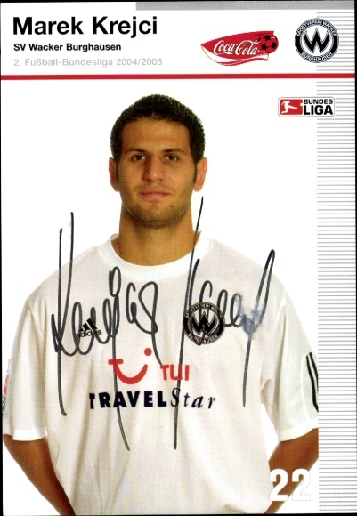 Karta autografu piłkarza Marka Krejci, SV Wacker Burghausen, autograf