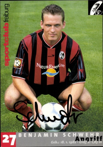 Autogrammkarte Fußballer Benjamin Schwehr, SC Freiburg, Autogramm
