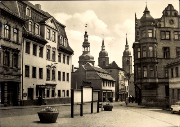 Postcard Lutherstadt Eisleben Saxony Anhalt, Sangerhausener Straße, Lindrath shop, leather goods Schäffner