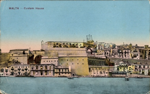 Valletta Malta, Custom House, harbor view, colorful colors, historical architecture