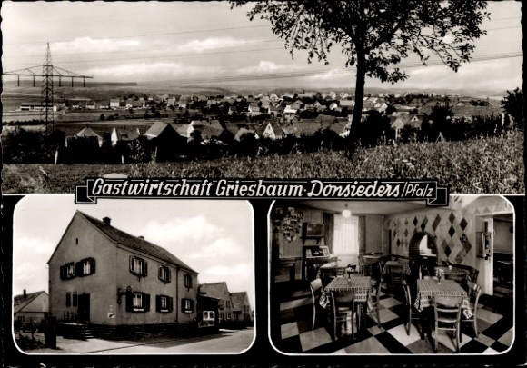 Postcard Donsieders in the Palatinate, Panorama, Restaurant Griesbaum