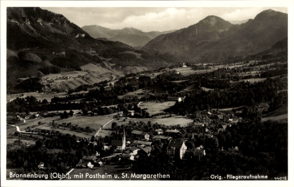 Postcard Sankt Margarethen Brannenburg in Upper Bavaria, landscape photograph, Postheim, St. Margarethen, F