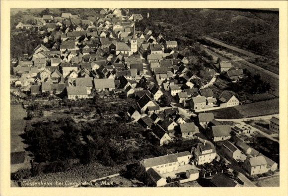 Ak Gössenheim in Unterfranken, Fliegeraufnahme