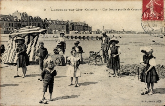 Ak Langrune sur Mer Calvados, eine gute Partie Krocket