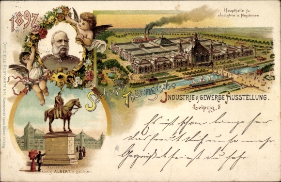 lito Leipzig w Saksonii, Sächs Thür Wystawa przemysłowa i handlowa 1897, król Jerzy Saksonii