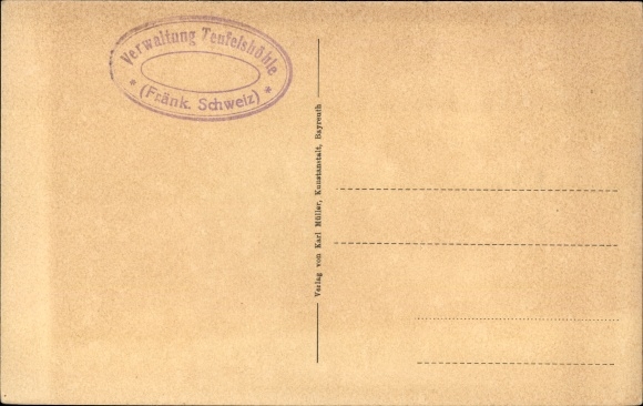 Postcard Pottenstein in Upper Franconia, devil's cave, skeleton of a cave bear