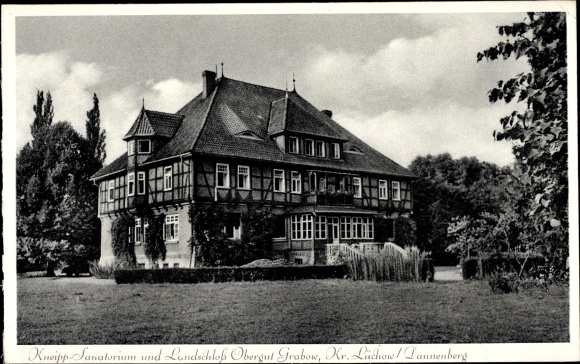 Postcard Grabow Lüchow in Wendland, Kneipp sanatorium and Landschloss Obergut Grabow