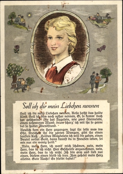 Song Postcard Should I call you my darling, Wehrmacht, soldier's love
