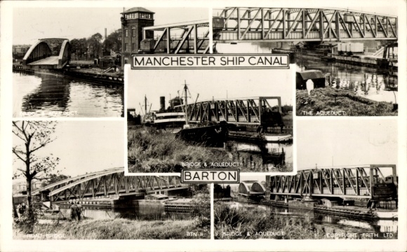 Postcard Barton upon Irwell City of Salford Greater Manchester England, Manchester Ship Canal, Bridge,