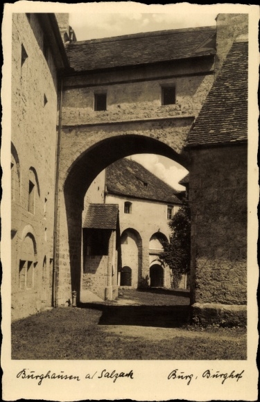 Postcard Burghausen an der Salzach Bavaria, castle, courtyard