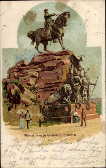 Chromo-Litho Wœrth sur Sauer Woerth Wörth in the Sauer Alsace Bas Rhin, Kaiser Friedrich Memorial