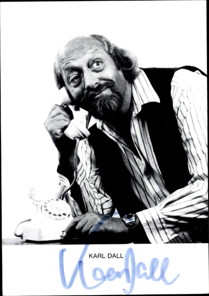 Postcard comedian Karl Dall, telephone, autograph