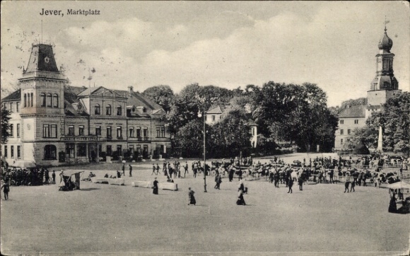 Postcard Jever in Oldenburg Friesland, market square