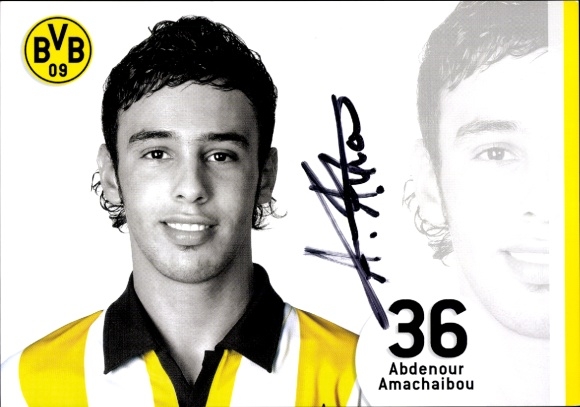 Autograph card footballer Abdenour Amachaibou, BVB 09, Borrussia Dortmund, autograph