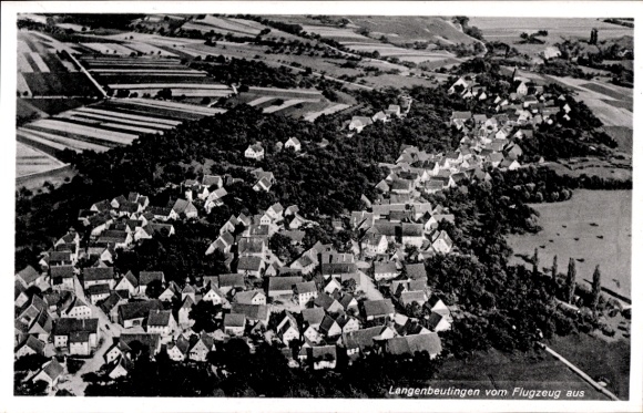 Postcard Langenbeutingen Langenbrettach in Würtemberg, aerial photograph