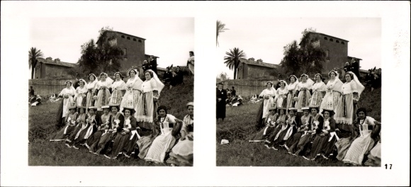 Stereo photo Hitler Mussolini, The Fuhrer&#39;s State Visit to Italy, No. 17 costume groups