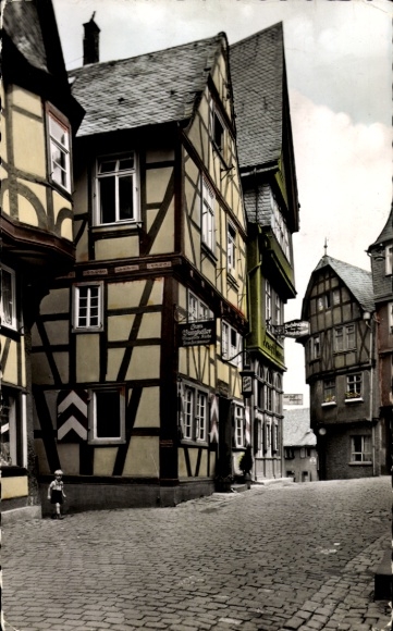 Ak Limburg an der Lahn, Fachwerkhäuser, Fischmarkt, enge Gassen, historische Architektur