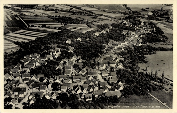 Postcard Langenbeutingen Langenbrettach in Württemberg, aerial photograph