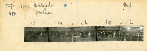 Contact print photos Berlin Steglitz, Schloßstraße, Nordsee shop, 5 photos approx. 4x2 cm