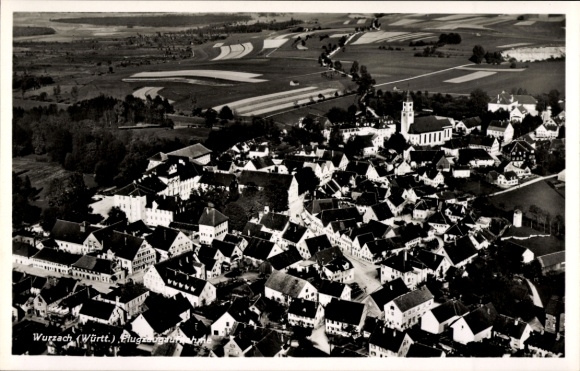 Postcard Bad Wurzach in Upper Swabia, aerial photograph