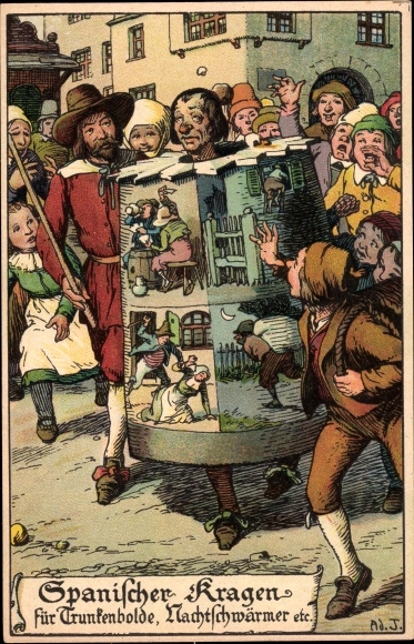 Artist Chromo-Litho Jodolfi, Spanish collar for drunkards and night owls
