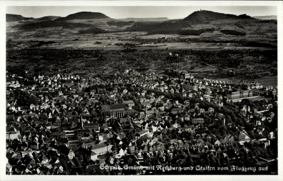 Postcard Rechberg Schwäbisch Gmünd in the Ostalbkreis, aerial photograph