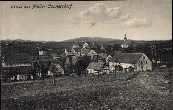 Ansichtkaart Niedercunnersdorf Kottmar in Saksen, afstandsschot