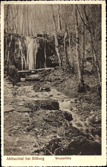 Ak Bitburg in de Eifel, Ahlbachtal, watervallen
