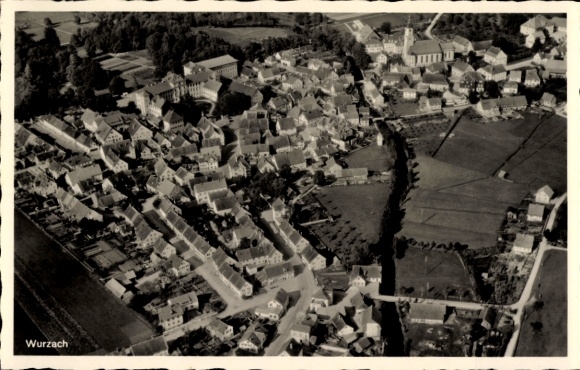 Postcard Bad Wurzach in Upper Swabia, aerial photograph