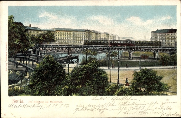 Ak Berlin Kreuzberg, Hochbahn, Wassertor