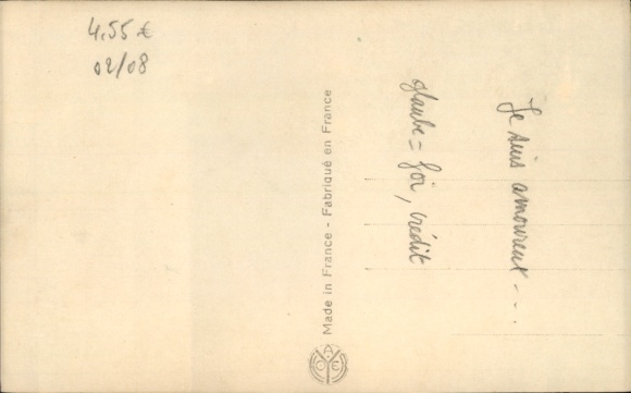 Postcard man in suit smoking cigarette