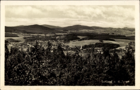 Ak Sohland an der Spree Lausitz, Landschaftsansicht, Berge, Wald, Dorf, historische Postkarte