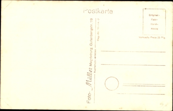 Postcard Waldrogäsen in Saxony Anhalt, convalescent home, round room, photo Müller