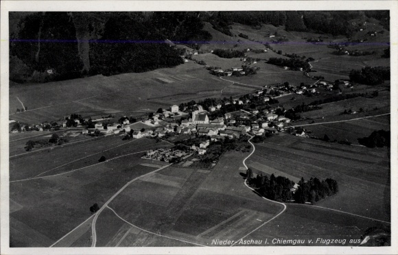 Postcard Niederaschau Aschau im Chiemgau Upper Bavaria, aerial view of rural area