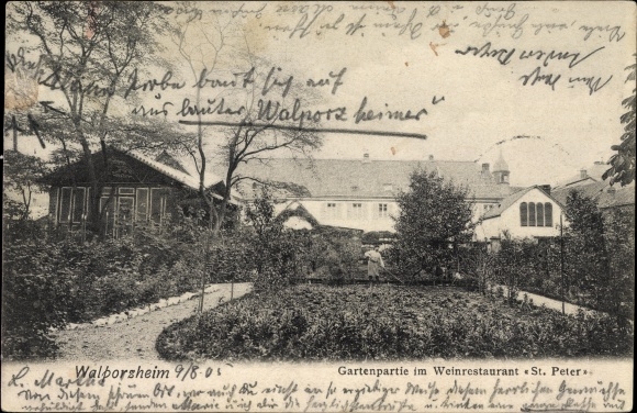 Ansichtkaart Walborsheim in Rijnland-Palts, tuingedeelte in wijnrestaurant St. Peter
